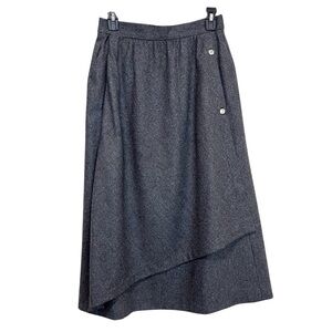 Vintage Etienne Aigner Faux Wrap Front Wool Midi Skirt.